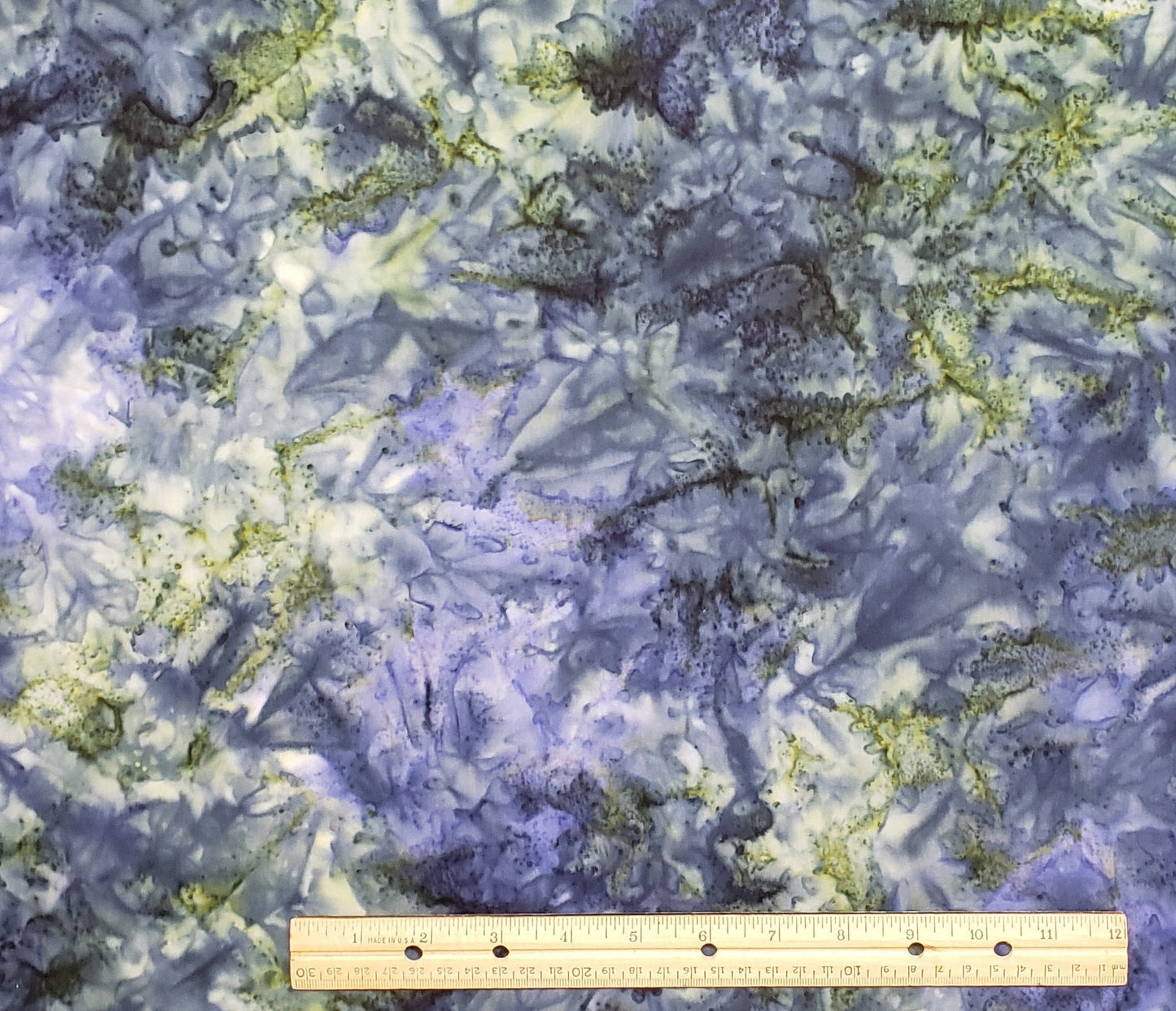 BATIK - Navy Blue / Dark Periwinkle / Dark and Light Green Fabric