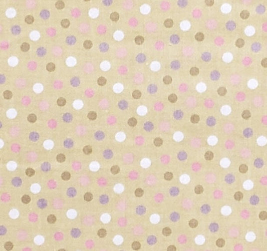 Textile Arts & Film - TAF - Light Gold Fabric / Pink, Dark Gold, Dark Pink, White and Light Purple Dots