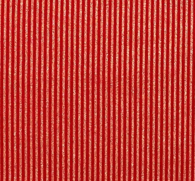 Red Fabric / Gold Metallic Stripe - Selvage to Selvage Print