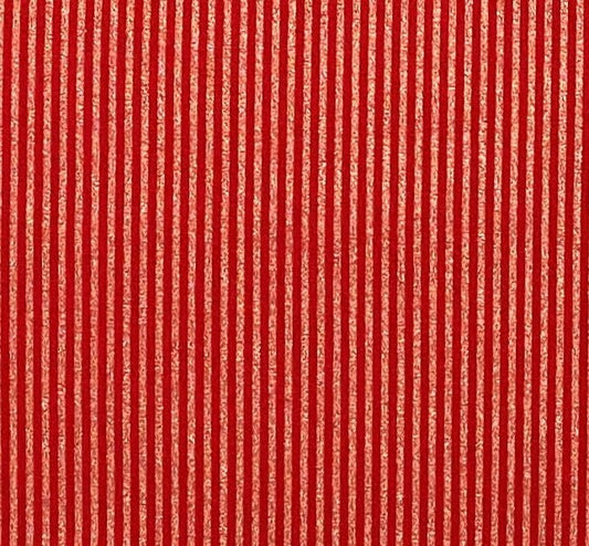 Red Fabric / Gold Metallic Stripe - Selvage to Selvage Print