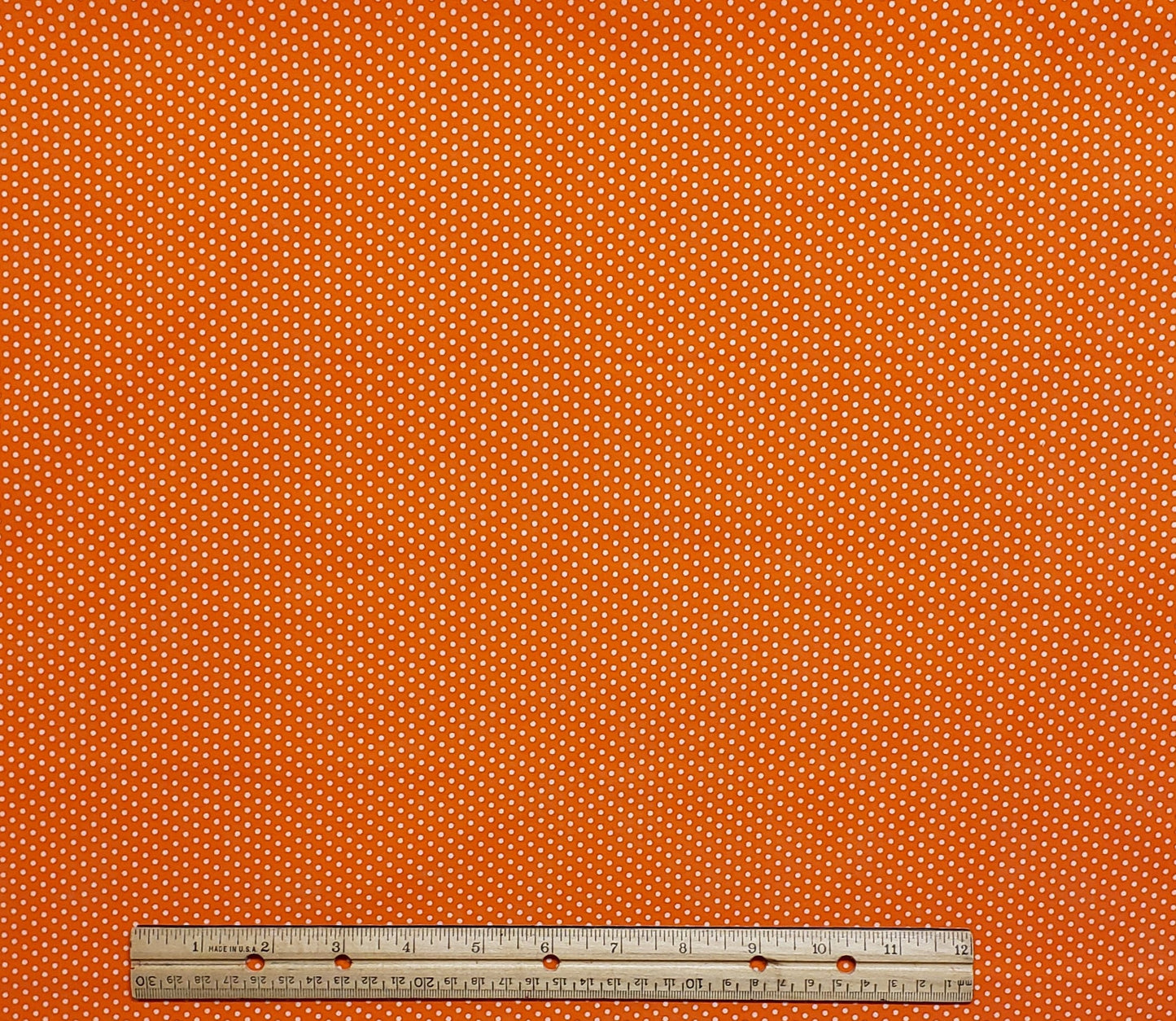 EOB - Orange Fabric / White Pin Dot - Selvage to Selvage Print