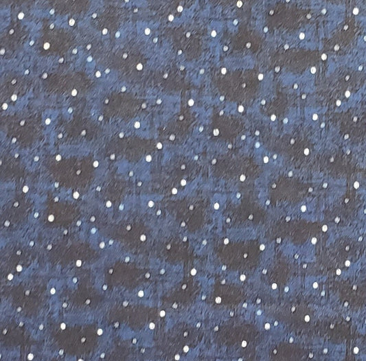 Designed and Produced Exclusively for JoAnn Fabric and Craft Stores - TAF - Dark Blue Tonal Fabric / White and Light Blue Tonal Dots