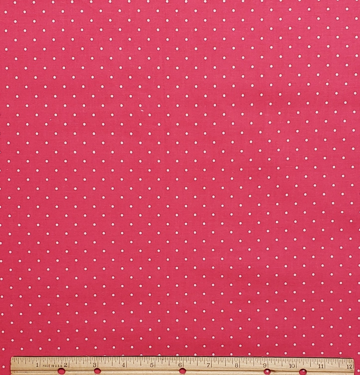 Dark Pink Fabric / White Polka Dot - Selvage to Selvage Print