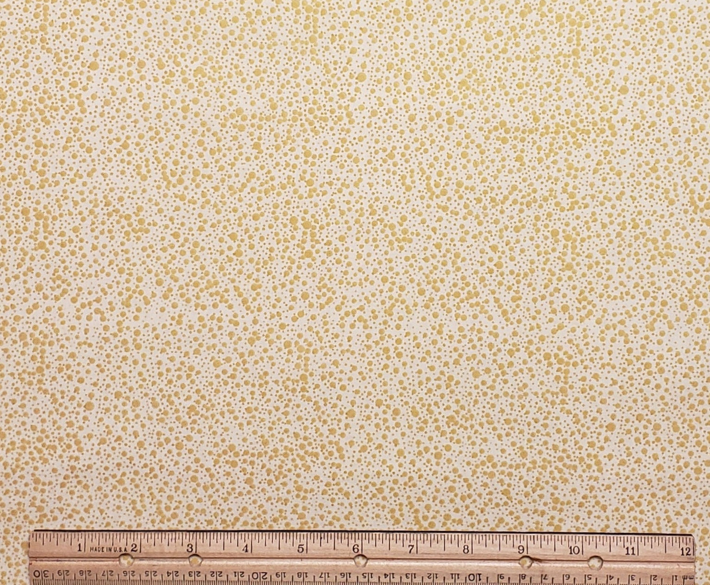 Soft White Fabric / Gold Multi-Size Dots