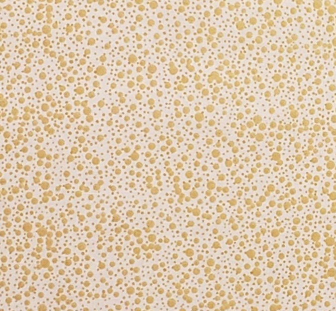 Soft White Fabric / Gold Multi-Size Dots