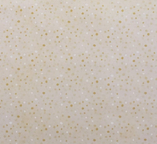 Wilmington Prints - Ivory Fabric / Gold and White Multi-Size Dots