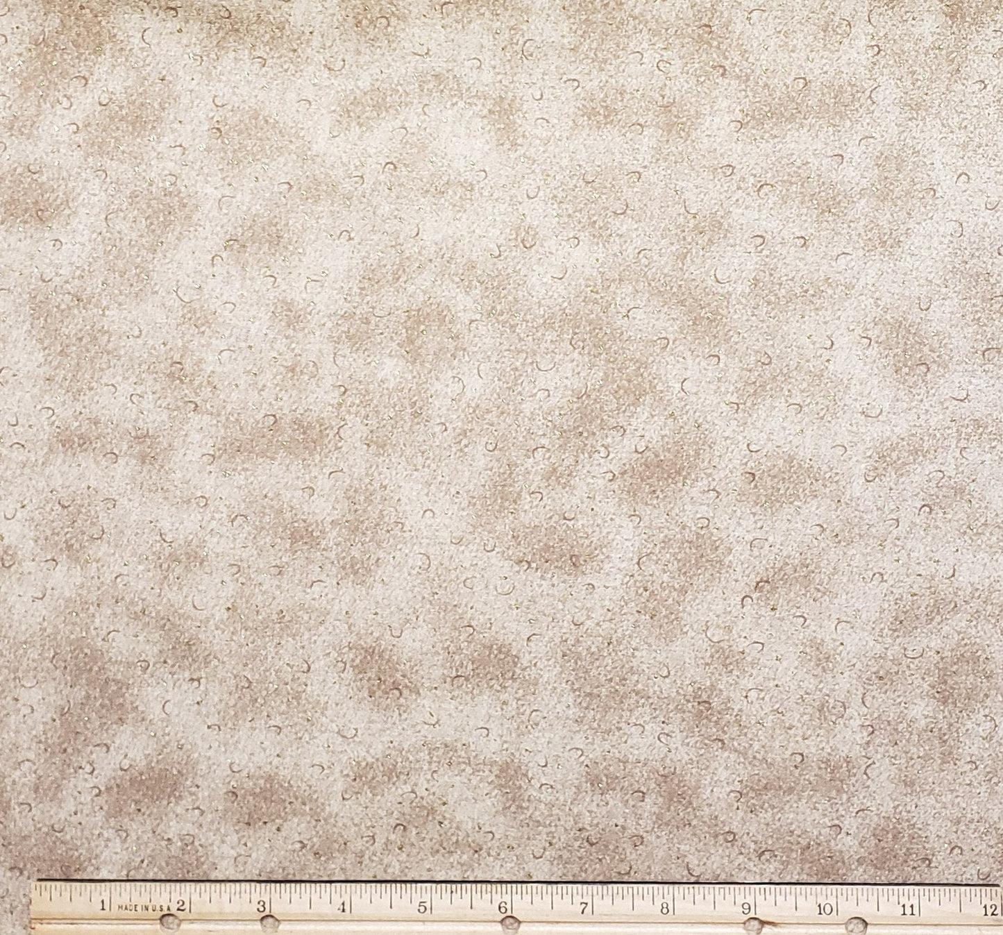 Tan Tonal Fabric / Gold Glitter - Selvage to Selvage Print