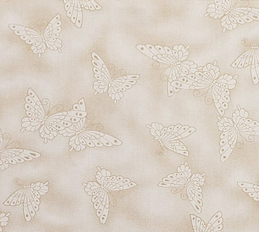 Kona Bay Fabrics 2005 Design #MISA-05 - Light Tan Tonal Fabric / Butterfly Print