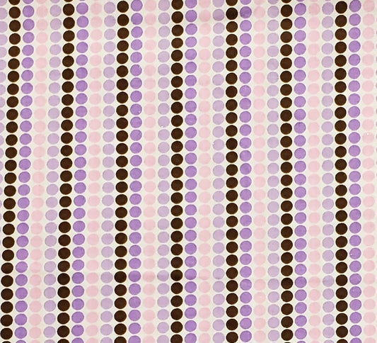 Fabric Traditions 2009 - White Fabric / Lavender, Brown, Pink and Light Purple Polka Dot Stripe