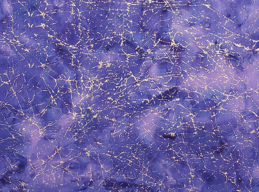 BATIK - Dark Blue / Purple / Pink Fabric with Gold Metallic Print