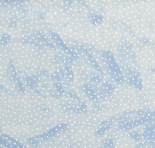 Light Blue Tonal Fabric / White Polka Dot Print - Selvage to Selvage Print