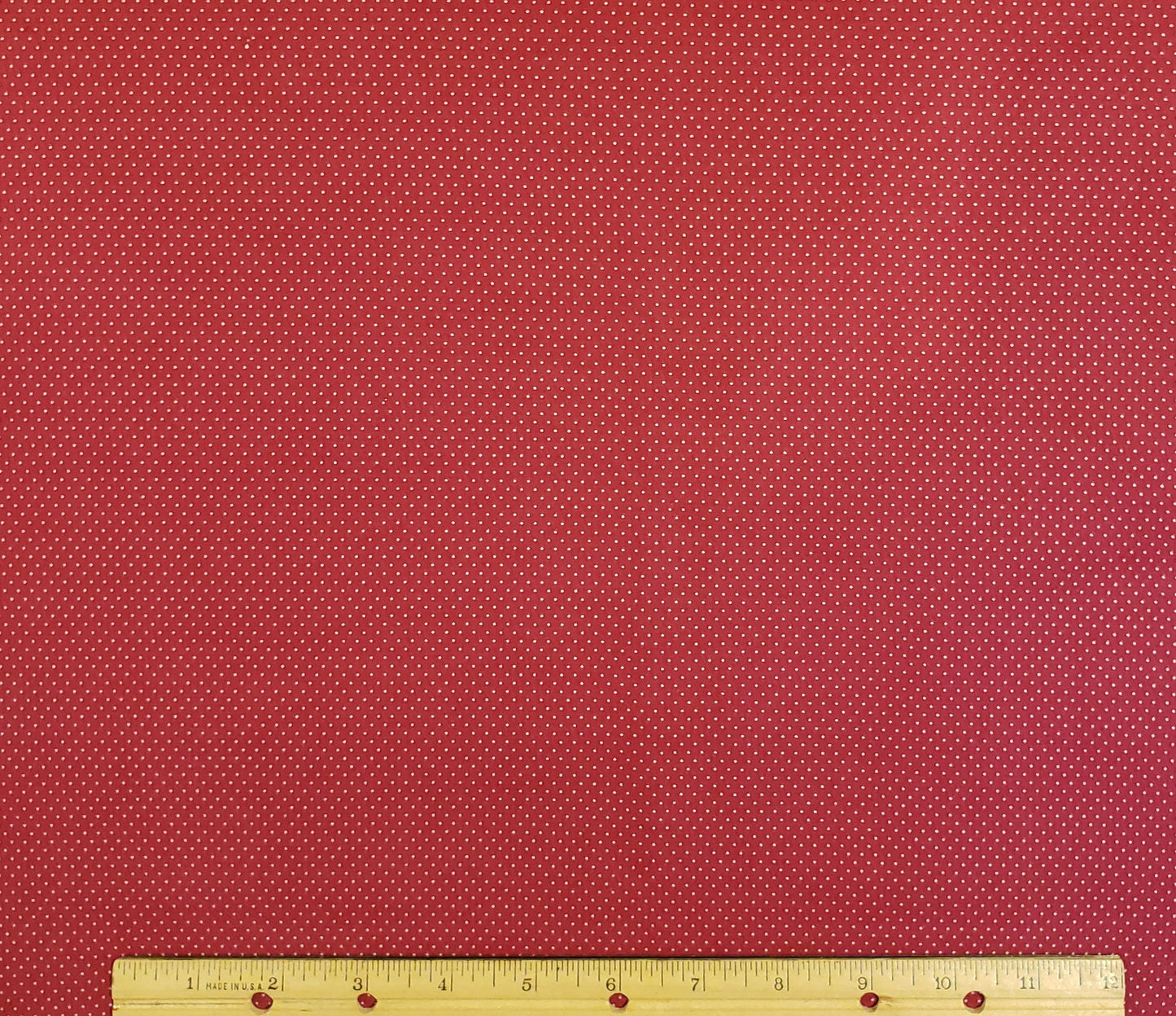 Cranberry Fabric / White Pin Dot Print - Selvage to Selvage Print