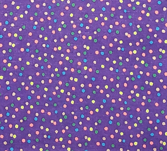 Faye Burgos for Marcus Brothers Textiles - Dark Purple Fabric / Brightly Colored Spots