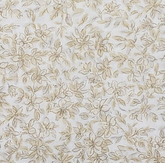 Color My World by Fabri-Quilt, Inc. Patt #938 - Soft White Fabric / Gray and Tan Flower Print