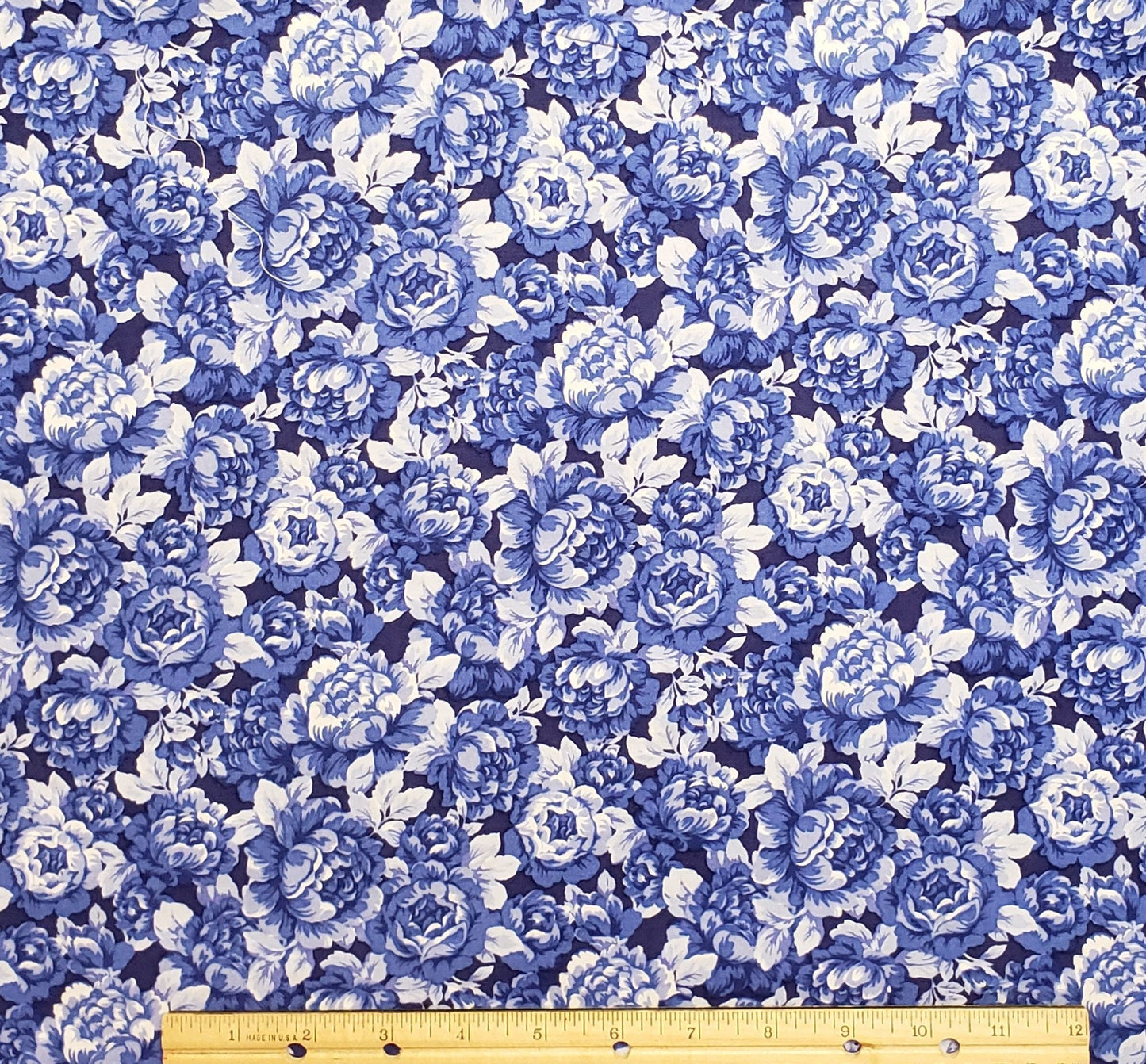 MBT, Inc. - Dark Blue Fabric / Blue Tone-on-Tone Peony Print