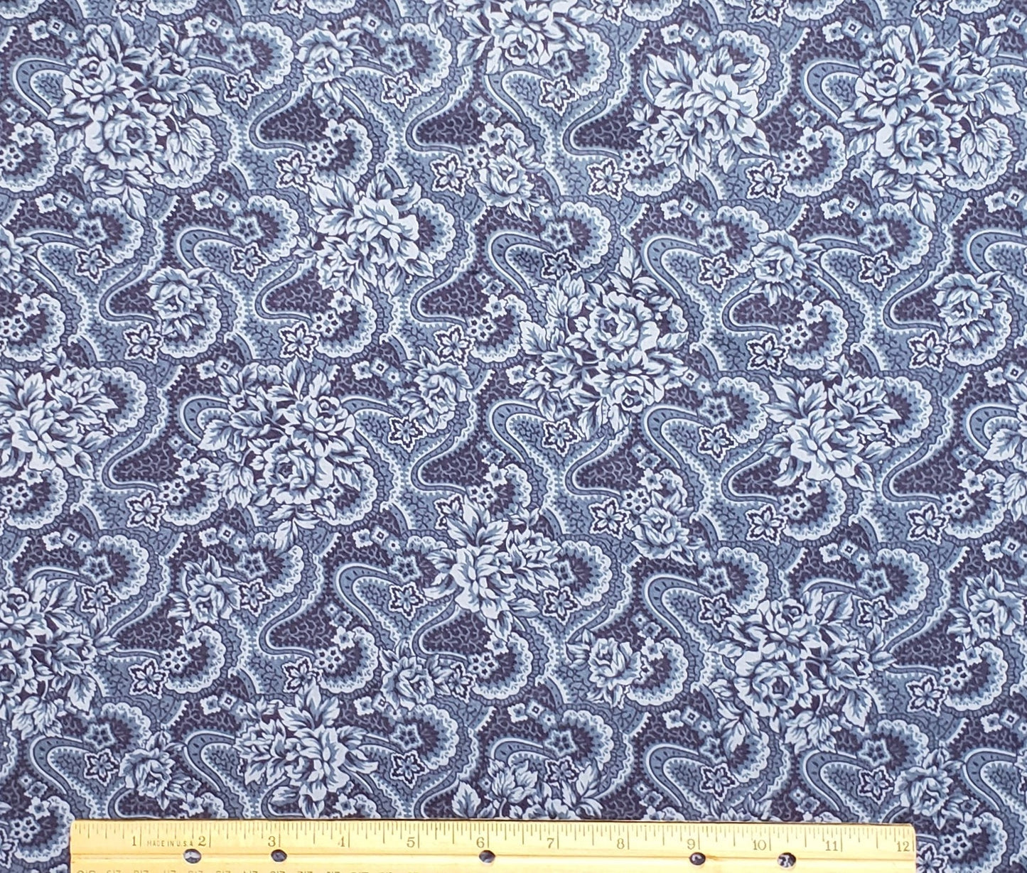 EOB - Springs Industries - Blue Tonal Fabric / Floral Print