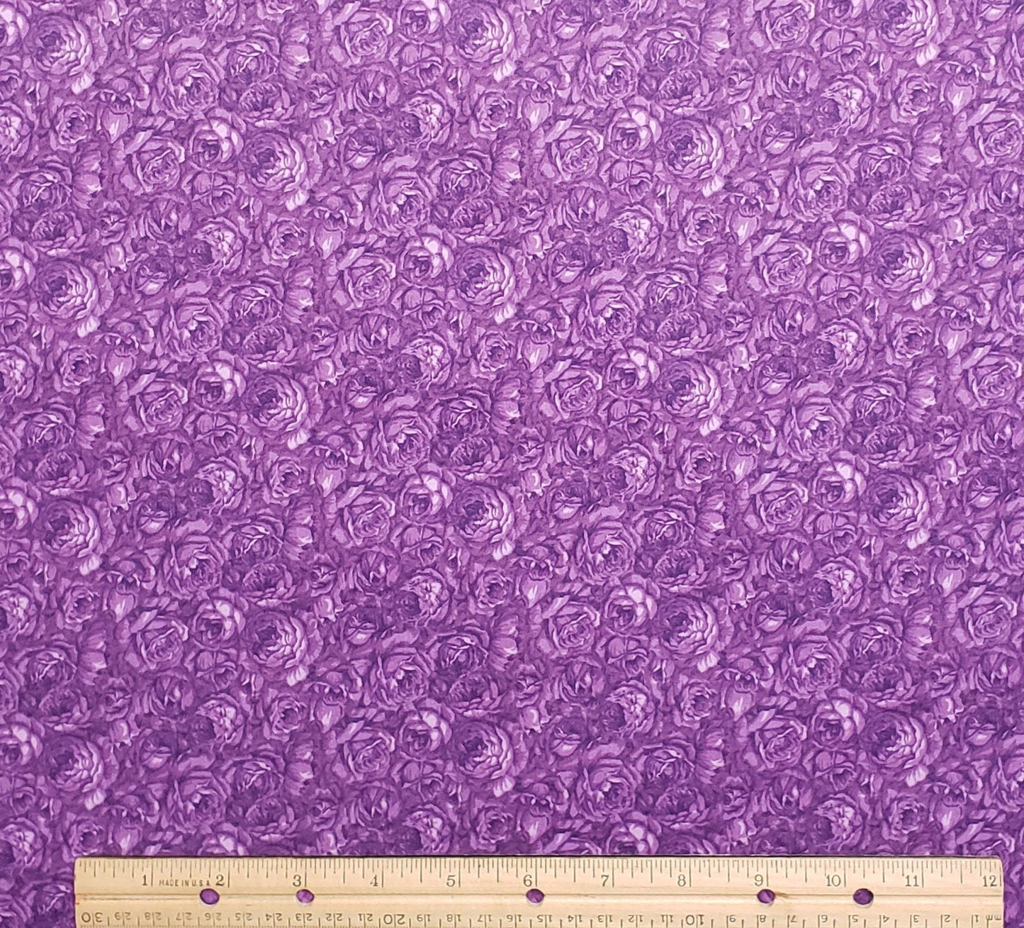 EOB - Daisy Kingdom "Roses Roses" Springs - Purple Rose Print Fabric