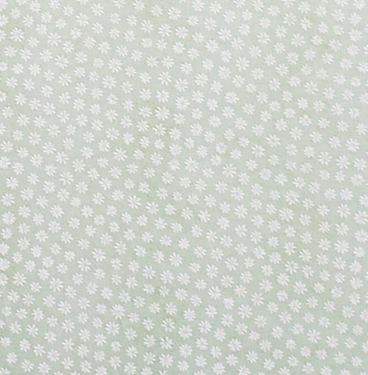 Fabric Traditions 2005 - Pale Green Fabric with Faint Tonal Mottling / Tiny White Flower Print