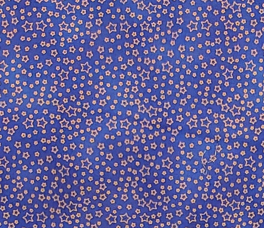 Just Geos by Tree House Designs for Peter Pan Fabrics, Inc. 1082 - Medium Blue Tonal Fabric / Dark Gold Star Print