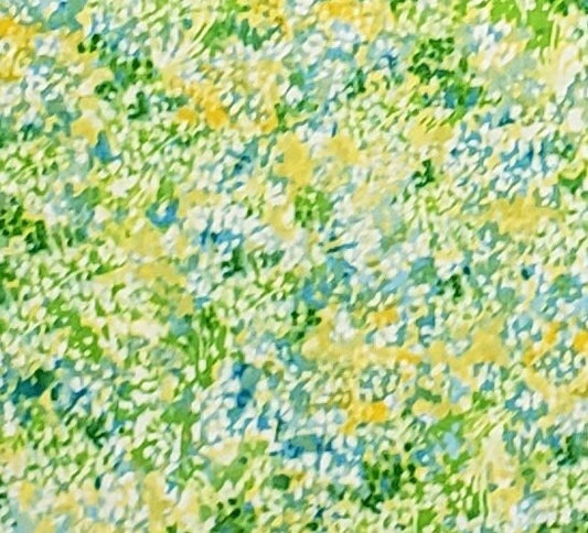 MBT, Inc. - Blue, Yellow, Green, White Abstract Flower Garden Print