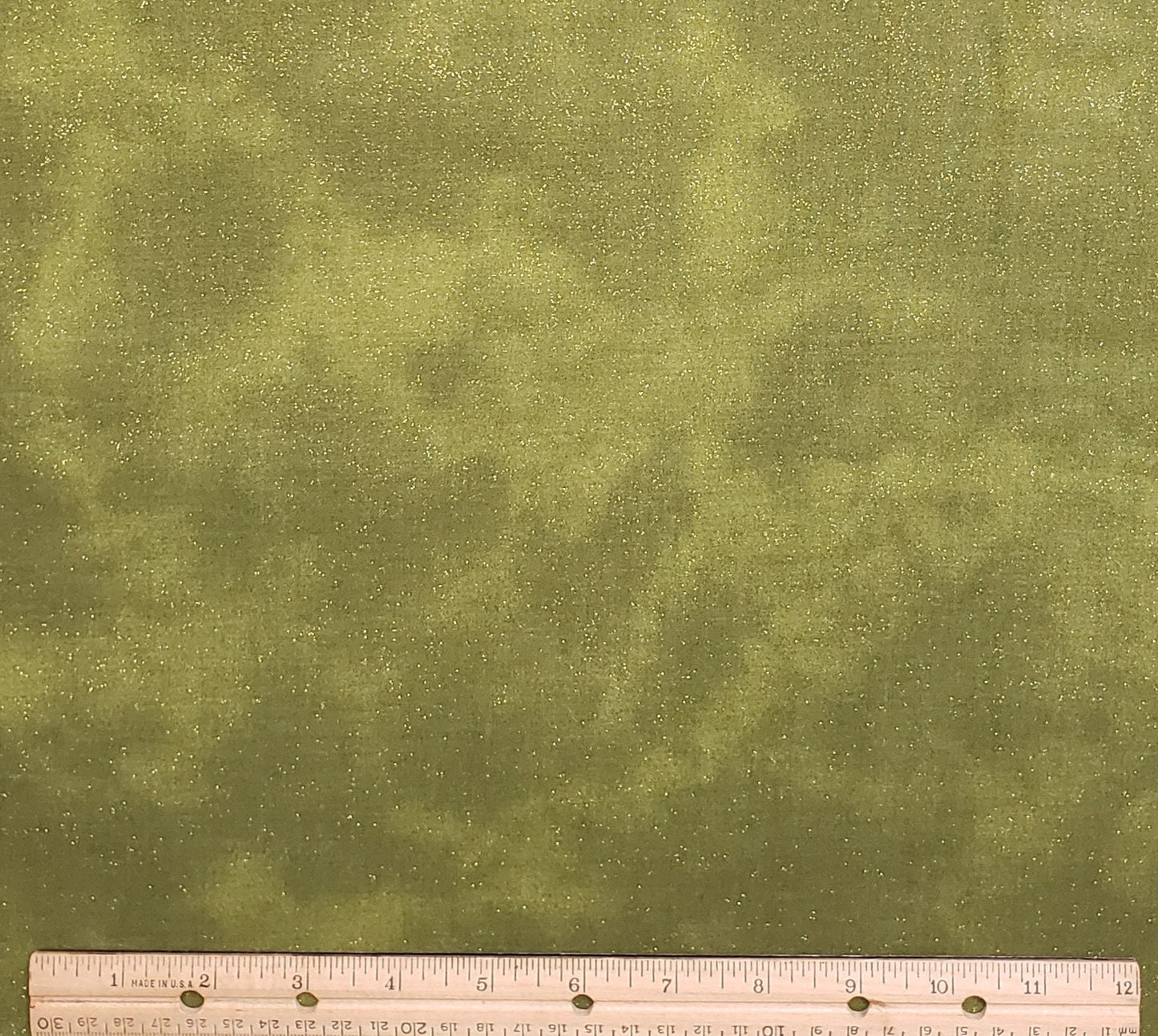 Dark Olive Green Tonal Fabric / Gold Glitter "Frost"