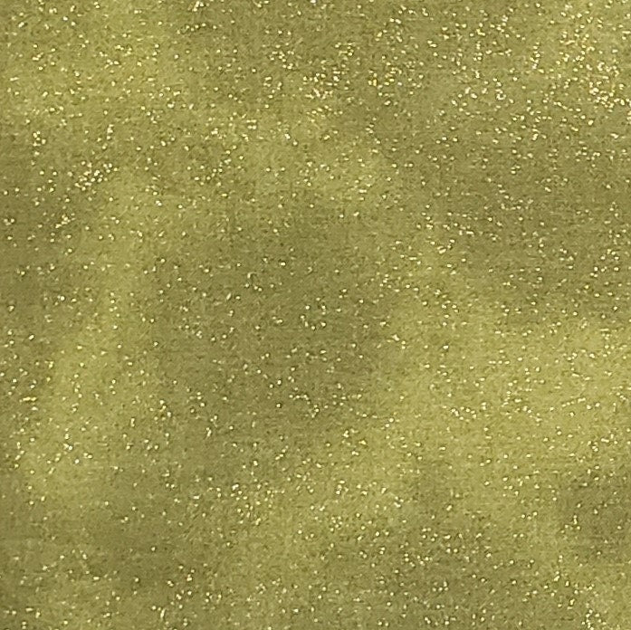 Dark Olive Green Tonal Fabric / Gold Glitter "Frost"