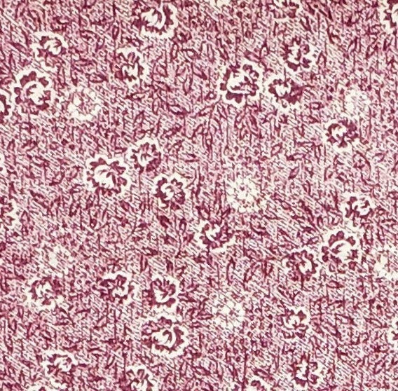 Reproduction Style Cream Fabric with Berry Colored Print