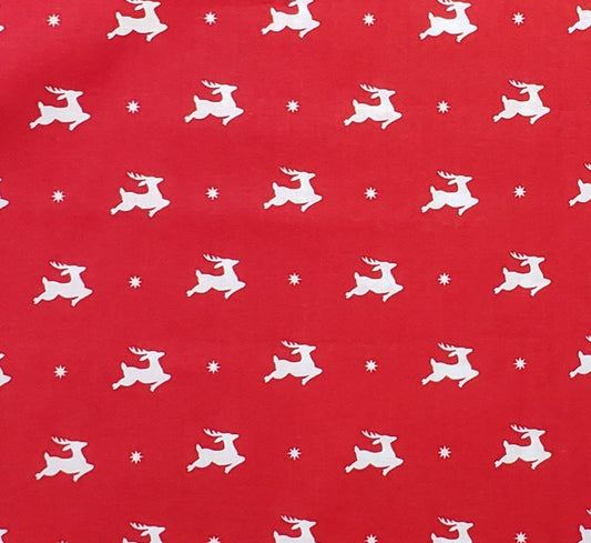 Designed and Produced Exclusively for JoAnn - Red Fabric / White Reindeer and Star Print