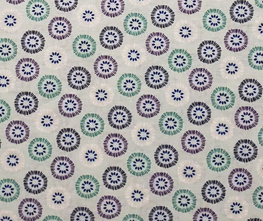 Quilters Showcase Designed and Produced Exclusively for JoAnn Fabric and Craft Stores-Pale Aqua Fabric/Dark Blue, Aqua, White, Purple Print