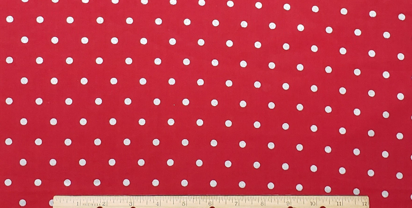 EOB - Designed and Produced Exclusively for JoAnn - Red Fabric / Silver Metallic Dots