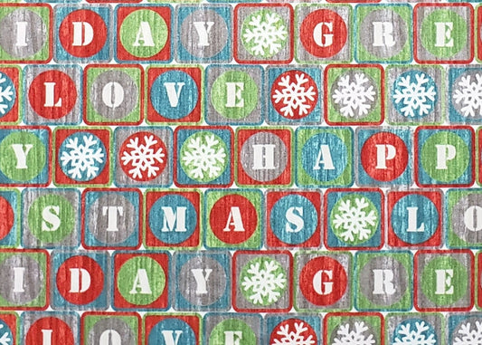 Hurry Up Santa 21710 by Justine Kimmer by Northcott - White Fabric / Gray / Teal / Red / Green Block Letter Notes