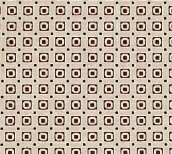 EOB - VIP Screenprint Cranston Print Works Company - Beige Fabric / Dark Red Squares Surrounded with Black