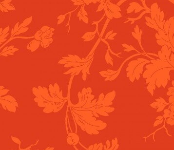 Belle Epoque by Maywood Studio - Floral Damask - Orange - Orange Tone-on-Tone Print Fabric