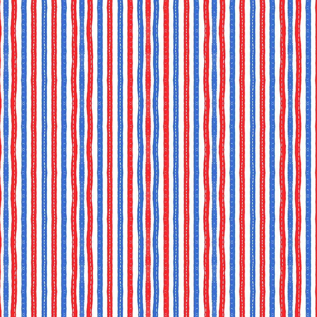 America The Beautiful by Heatherlee Chan for Clothworks - Stitched Stripes - Multi Color