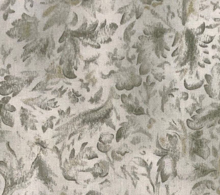 Kings Road - Cream Fabric / Floral Pattern in Soft Sage Greens