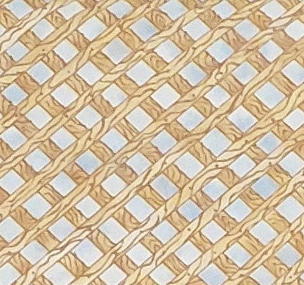 Willowwood by Jean Wells for P&B Textiles - Sky Blue Tonal Fabric / Light Tan "Woodgrain" Lattice Pattern