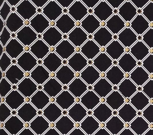 Eve. Lattice Black & Mila Fabric / White Lattice / Antique Gold Corner Accents - SKU #6783611028553