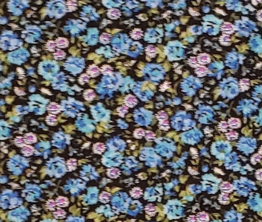 Black Fabric / Blue and White Flower Print