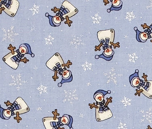 Trena's Little Bit of Xmas III - Trena Hegdahl - Blue Fabric / Snowmen and Metallic Snowflakes