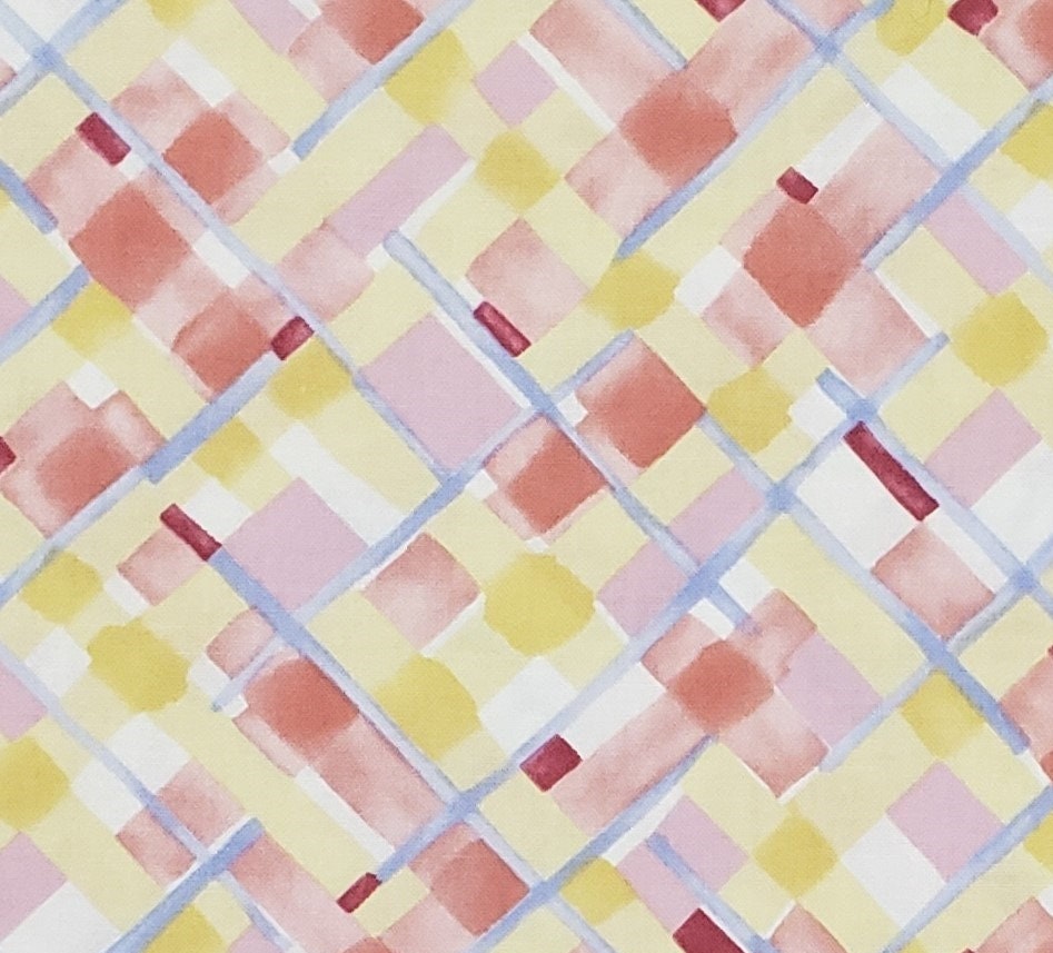 Flora by Moda - Geometric Print Fabric with Shades of Pink, Blue and Yellow