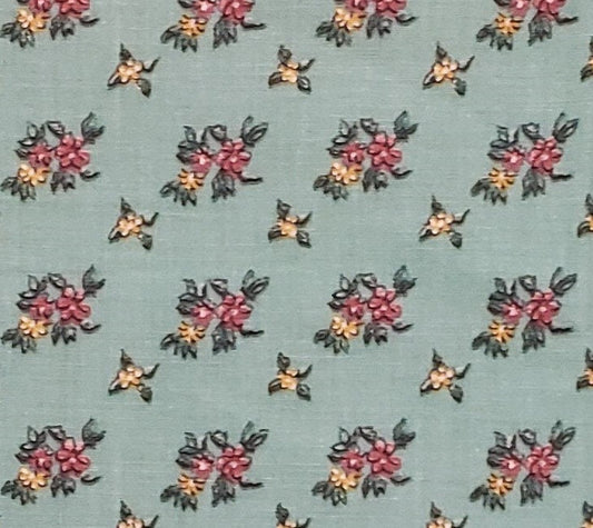 Chaparral for RJR Fashion Fabrics - Vintage Mint Green Fabric / Pink and Yellow Flower Print