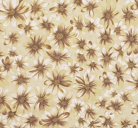 Beth Bruske for David Textiles Inc. - Green/Gold Fabric with Antique Gold and Cream Flowers