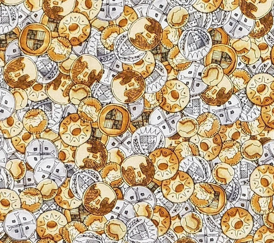 Patrick Lose for Timeless Treasures Fabrics 2007 - Gold and Silver Buttons Fabric