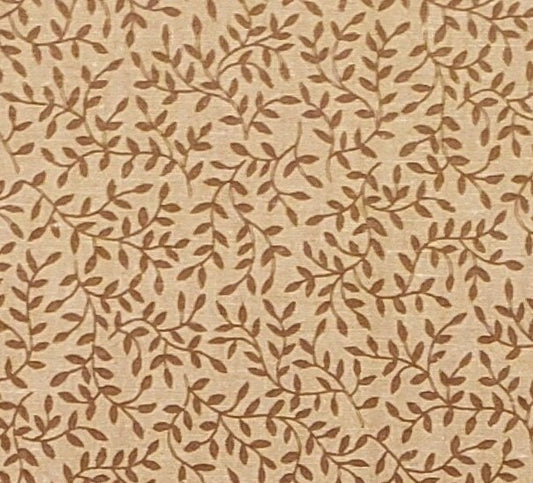 Earth, Wind & Fire by Fabric-Quilt Inc. Patt 659 - Dark Oatmeal Fabric / Vine and Leaf Print