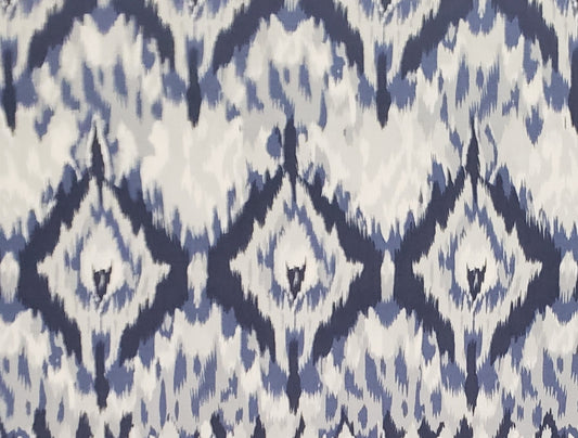 Dear Stella Patt# IKAT3 STELLA-12 - Blue and White Watercolor-Style Diamond Pattern Fabric