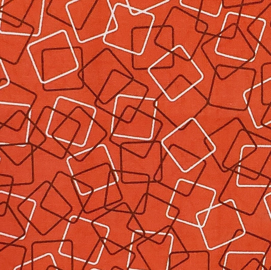 EOB - Retro Fabric - Orange Fabric / Brown and White Tumbling Squares