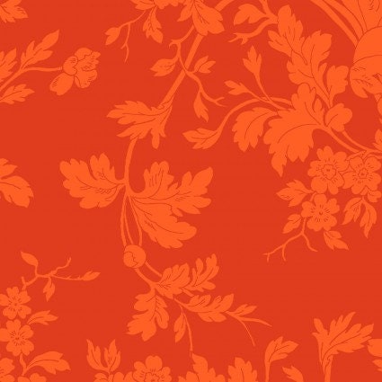 Belle Epoque by Maywood Studio - Floral Damask - Orange - Orange Tone-on-Tone Print Fabric