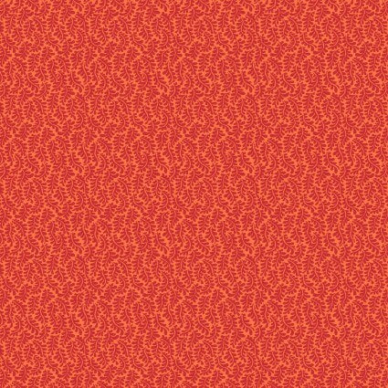 Belle Epoque by Maywood Studio - Micro Leaves - Orange - Red Orange Fabric / Orange Leaf Print