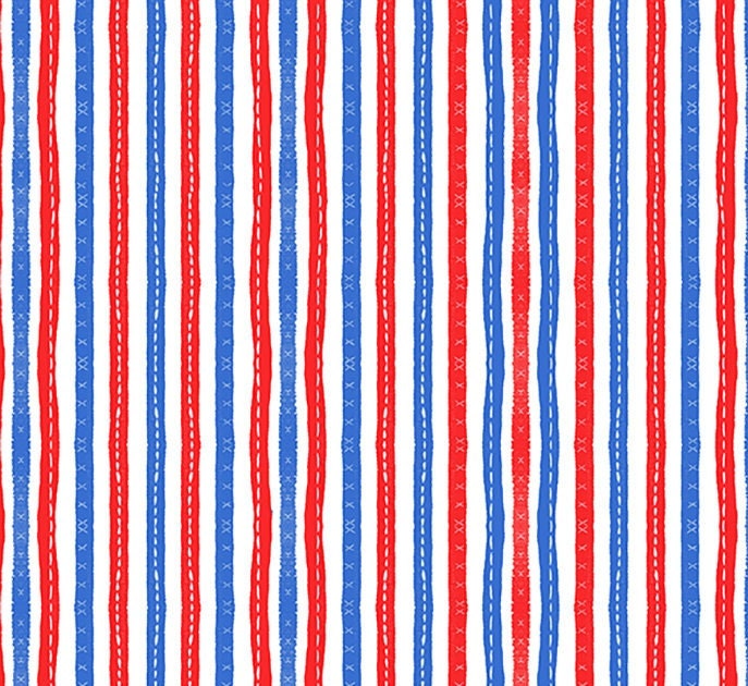 America The Beautiful by Heatherlee Chan for Clothworks - Stitched Stripes - Multi Color