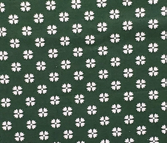 Quilters Showcase Designed and Produced Exclusively for JoAnn Fabric and Craft Stores - Dark Green Fabric / White Flower Print